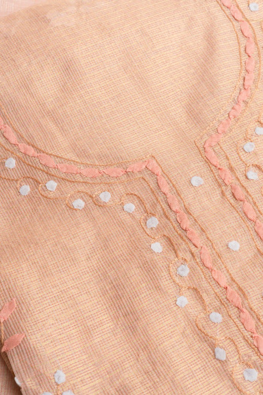 Gilded Marigold – Vertical Floral Appliqué Royal Gold Tunic & Scarf Ensemble