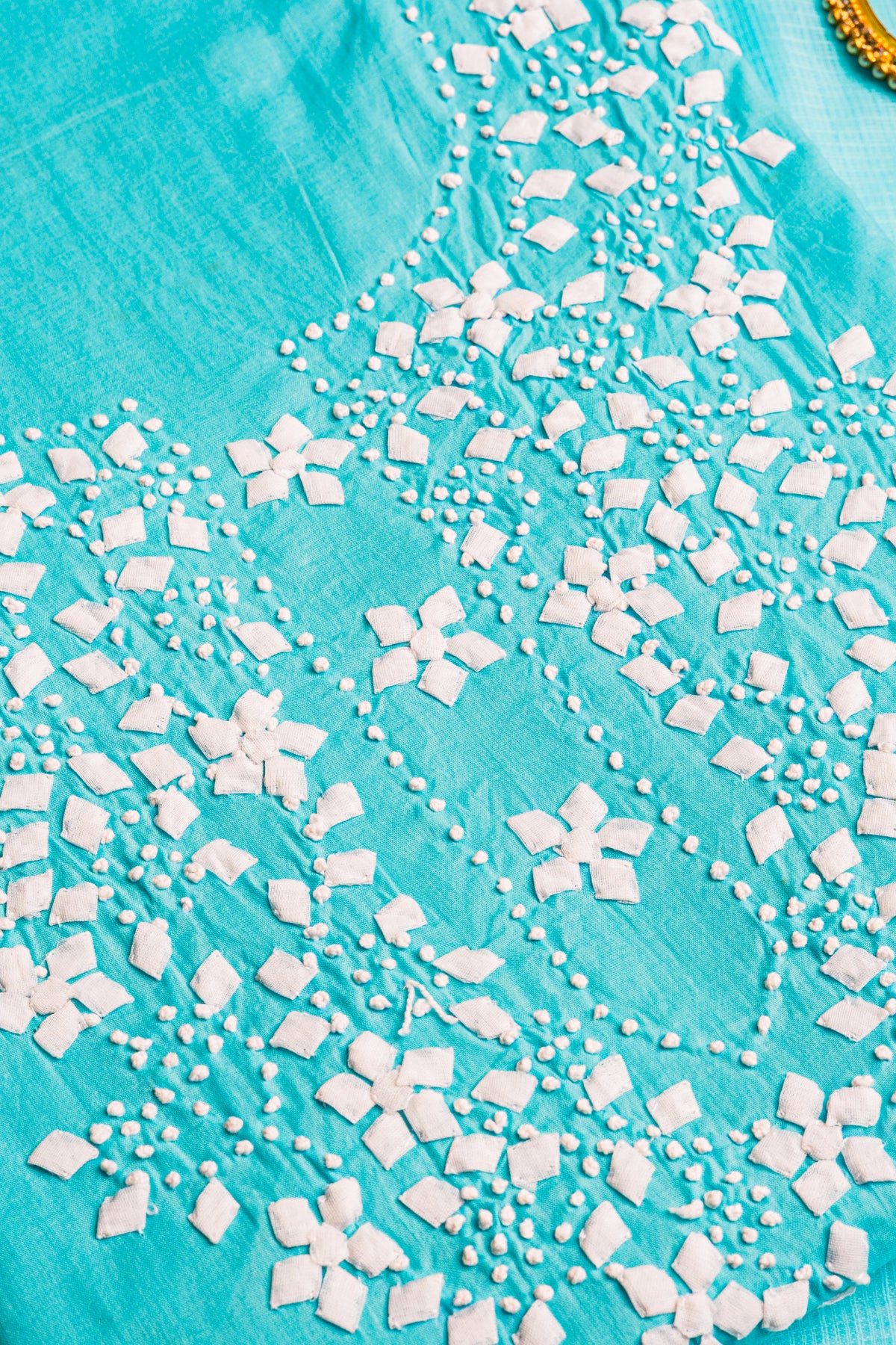 Cerulean Flora – Hand-Stitched Fabric Cutwork Tunic & Dupatta Set