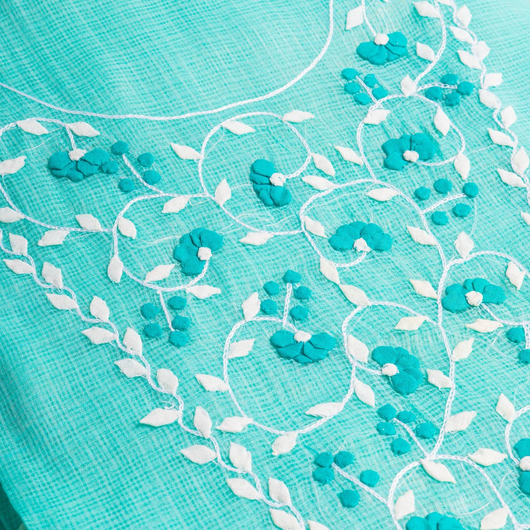 Sea Foam Anemone – Handcrafted Appliqué Tunic & Scarf Fabric Set