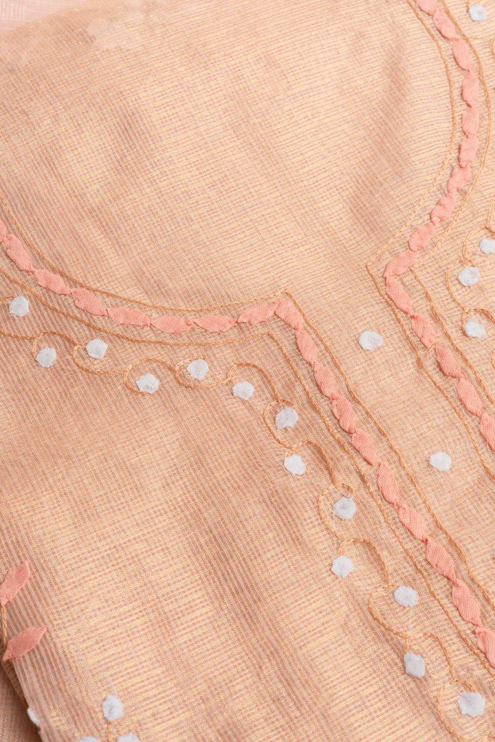 Gilded Marigold – Vertical Floral Appliqué Royal Gold Tunic & Scarf Ensemble