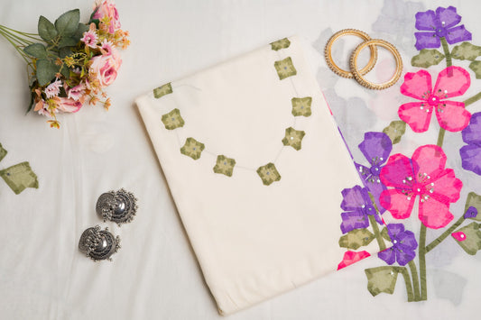 Violet Clematis & Rose – Oversized Appliqué & Sequin 3-Piece Atelier Set
